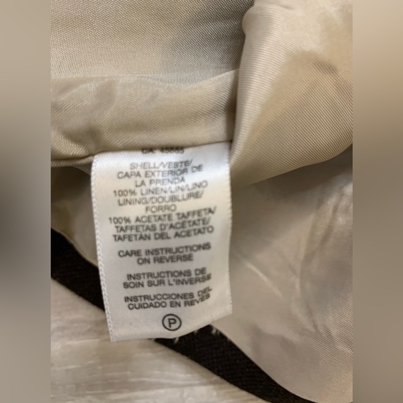 Micheal by Micheal Kors, Cropped Linen Jacket, Brown Floral, 3/4 Sleeves, Large - Picture 6 of 8